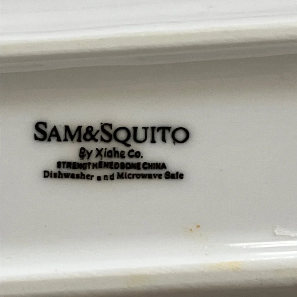 Set of 2 Xiahe Sam & Squito 14.20”L 2.25” W White Ceramic Sushi Serving Trays